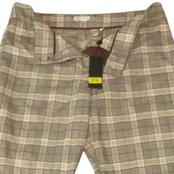 NWT Gianni Bini Alora Split Hem Dress Pants Size 14 Brown Plaid Y2K Work Slacks - Picture 4 of 6